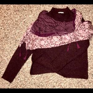 Beautiful burgundy sweater and scarf set